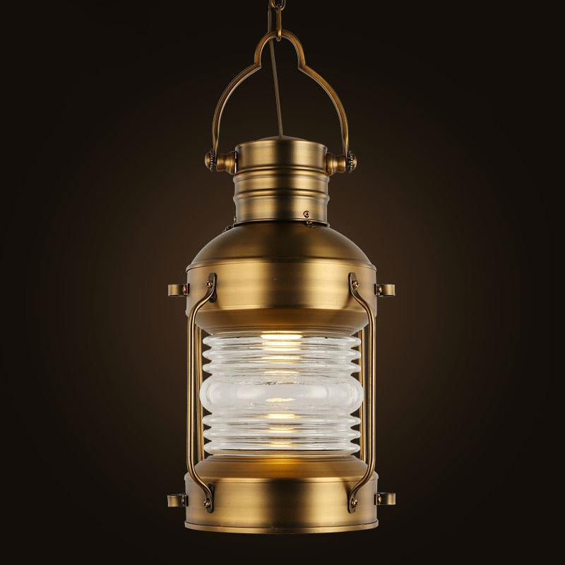 Hanging Pendant Light With Clear Glass Shade - Brass Finish Perfect For Factory Dining Rooms