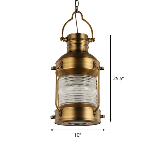 Hanging Pendant Light With Clear Glass Shade - Brass Finish Perfect For Factory Dining Rooms
