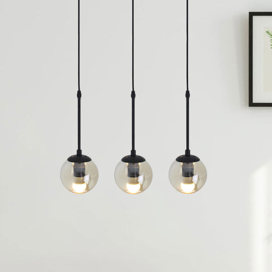 Minimalist Clear Glass Black Pendant Light With Clustered Globes - Industrial Hanging Lamp Kit