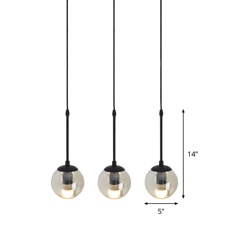 Minimalist Clear Glass Black Pendant Light With Clustered Globes - Industrial Hanging Lamp Kit