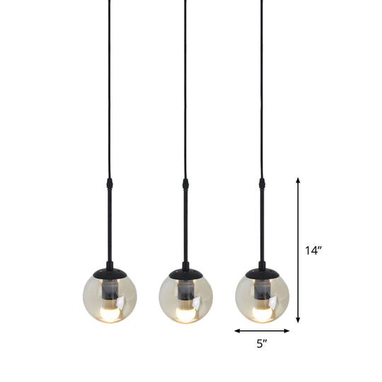 Minimalist Clear Glass Black Pendant Light With Clustered Globes - Industrial Hanging Lamp Kit