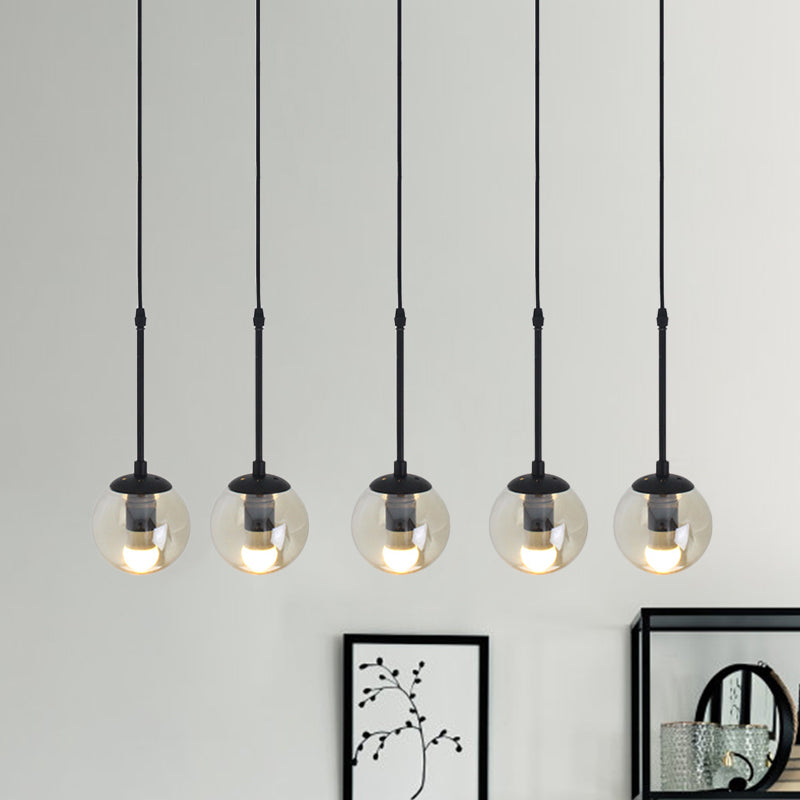 Minimalist Clear Glass Black Pendant Light With Clustered Globes - Industrial Hanging Lamp Kit