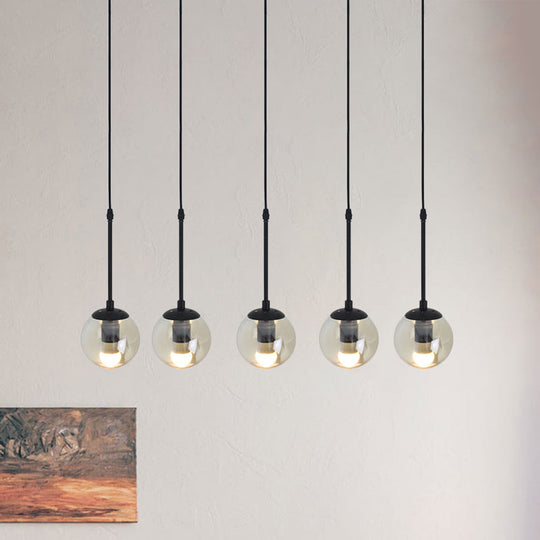 Minimalist Clear Glass Black Pendant Light With Clustered Globes - Industrial Hanging Lamp Kit