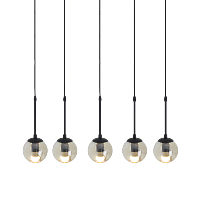 Minimalist Clear Glass Black Pendant Light With Clustered Globes - Industrial Hanging Lamp Kit