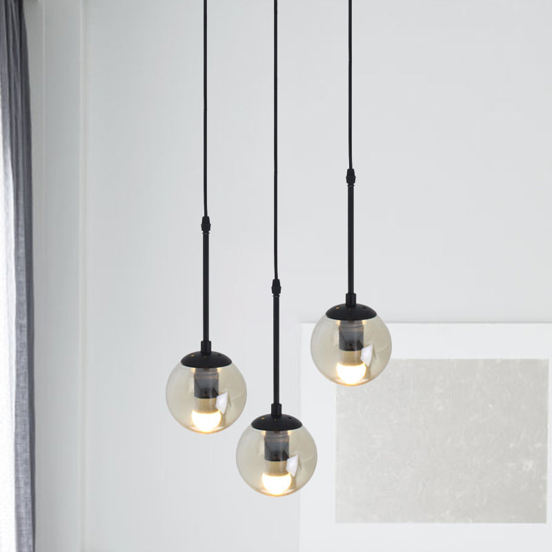 Minimalist Clear Glass Black Pendant Light With Clustered Globes - Industrial Hanging Lamp Kit
