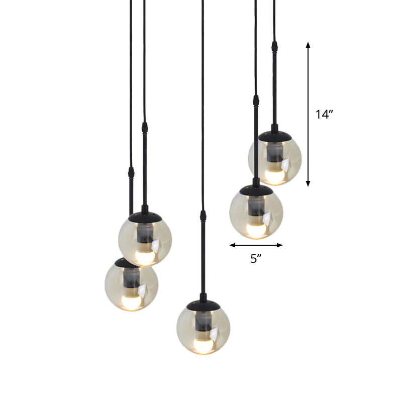 Minimalist Clear Glass Black Pendant Light With Clustered Globes - Industrial Hanging Lamp Kit