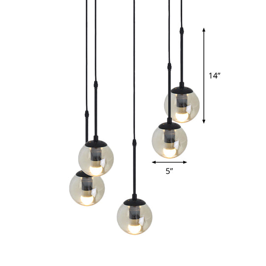 Minimalist Clear Glass Black Pendant Light With Clustered Globes - Industrial Hanging Lamp Kit