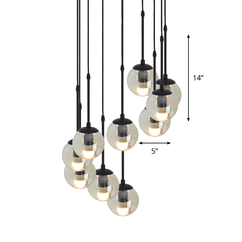 Minimalist Clear Glass Black Pendant Light With Clustered Globes - Industrial Hanging Lamp Kit