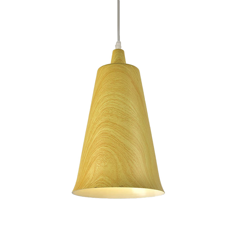 Farmhouse Style 1-Light Metal Pendant Lighting Fixture - White/Yellow/Brown Deep Cone Living Room