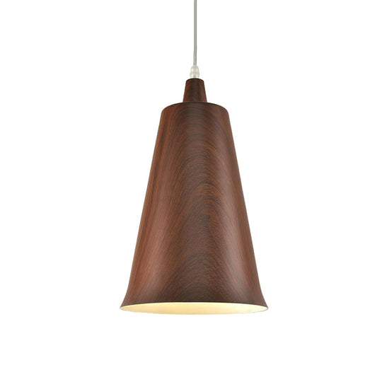 Farmhouse Style 1-Light Metal Pendant Lighting Fixture - White/Yellow/Brown Deep Cone Living Room