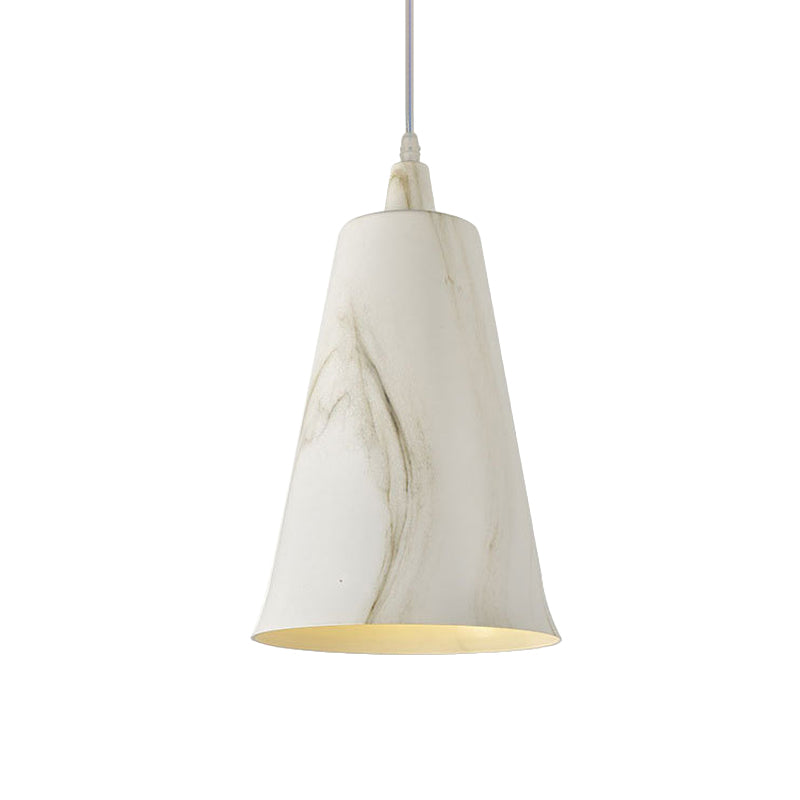 Farmhouse Style 1-Light Metal Pendant Lighting Fixture - White/Yellow/Brown Deep Cone Living Room
