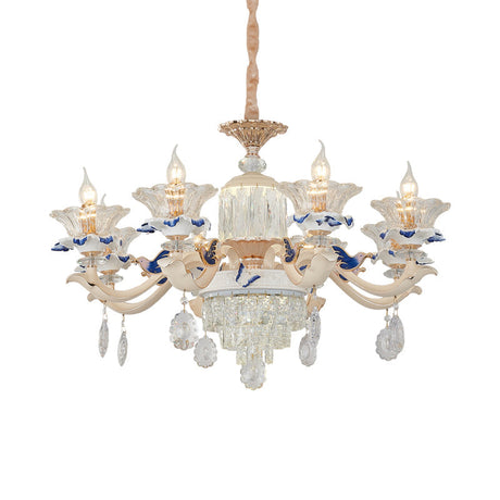Modern Rose Gold Crystal Chandelier Pendant - 6/8 Lights Blooming Bedroom Suspension Lamp With