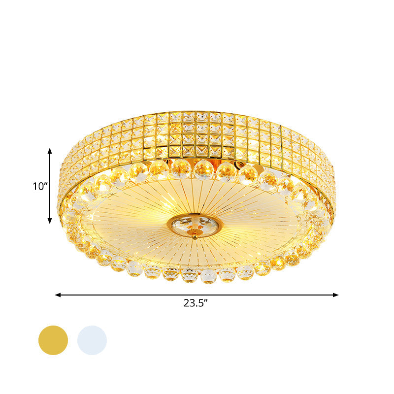 Crystal Beveled Flush Mount Led Ceiling Light In Silver/Gold 16/23.5 Inch Dia