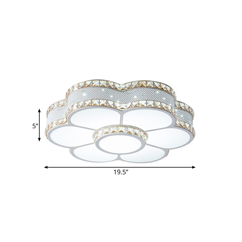 Gold Metal Led Sunflower Ceiling Lamp With Crystal Trim - 19.5’/23.5’ Wide