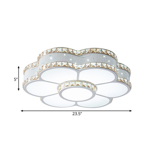 Gold Metal Led Sunflower Ceiling Lamp With Crystal Trim - 19.5/23.5 Wide