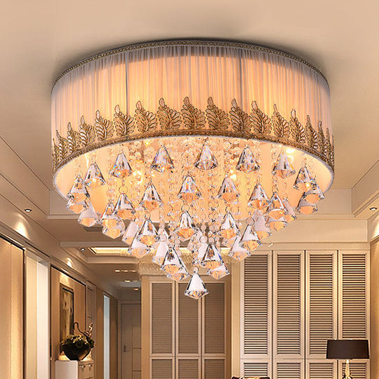 Modern 4-Light Braided Trim Ceiling Lamp With Crystal Diamond Drape Clear