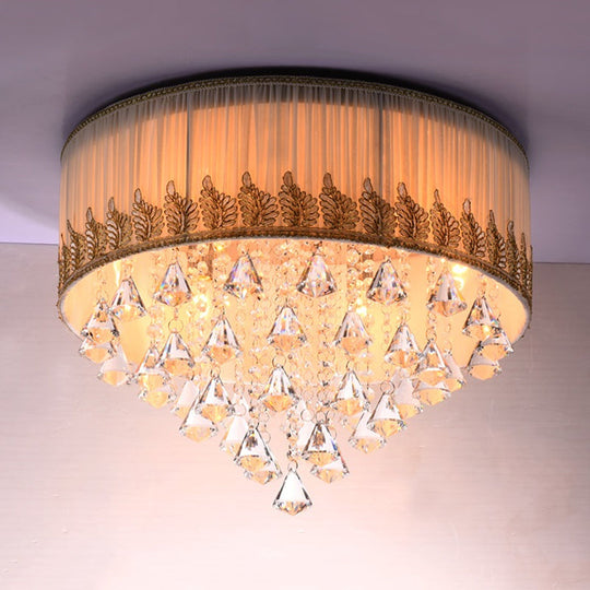 Modern 4 - Light Braided Trim Ceiling Lamp With Crystal Diamond Drape