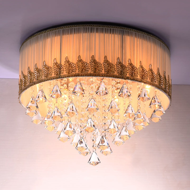Modern 4-Light Braided Trim Ceiling Lamp With Crystal Diamond Drape