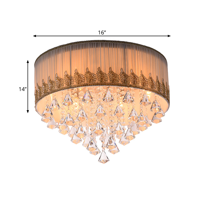 Modern 4 - Light Braided Trim Ceiling Lamp With Crystal Diamond Drape