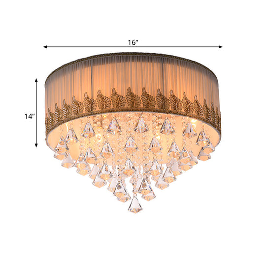 Modern 4-Light Braided Trim Ceiling Lamp With Crystal Diamond Drape