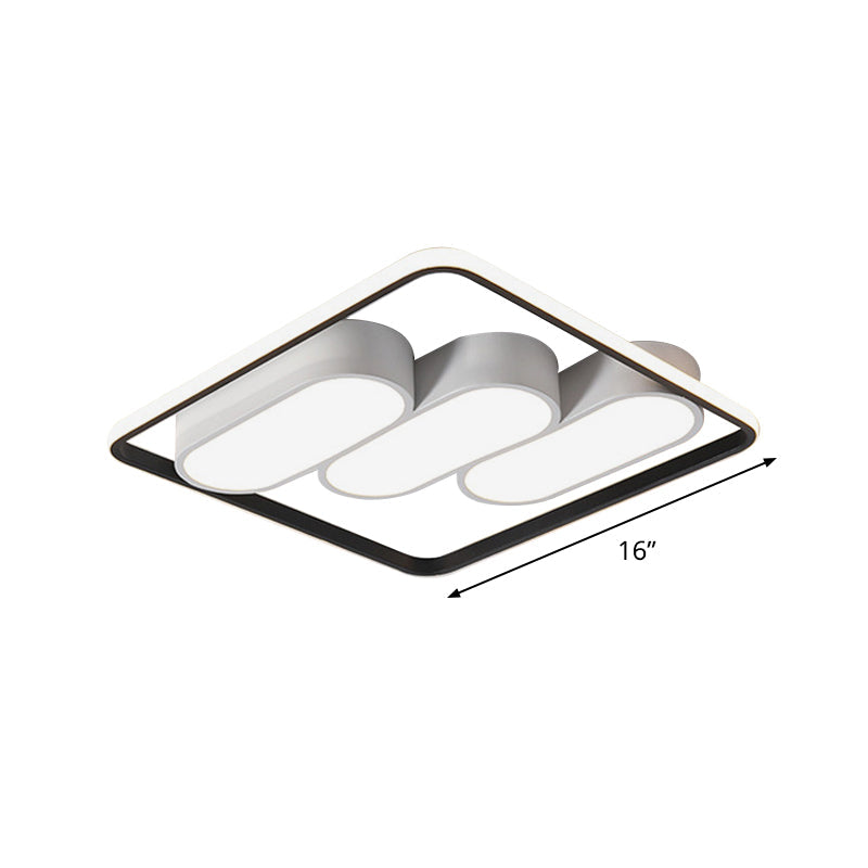 Minimalist Led Flush Mount Ceiling Light With Square Black And White Frame