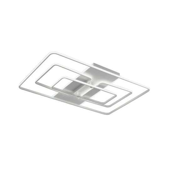 Modern Flush Mount Acrylic Frame With Led Lighting - Rectangle White/Black Warm/White Light