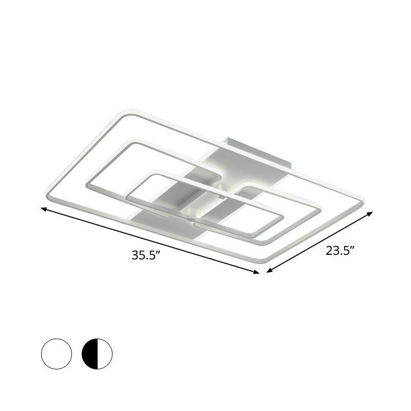 Modern Flush Mount Acrylic Frame With Led Lighting - Rectangle White/Black Warm/White Light