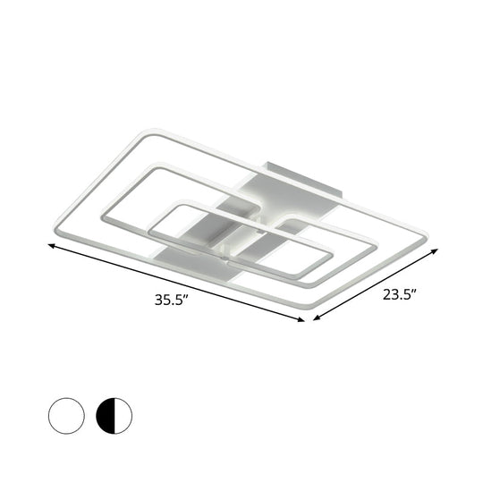 Modern Flush Mount Acrylic Frame With Led Lighting - Rectangle White/Black Warm/White Light