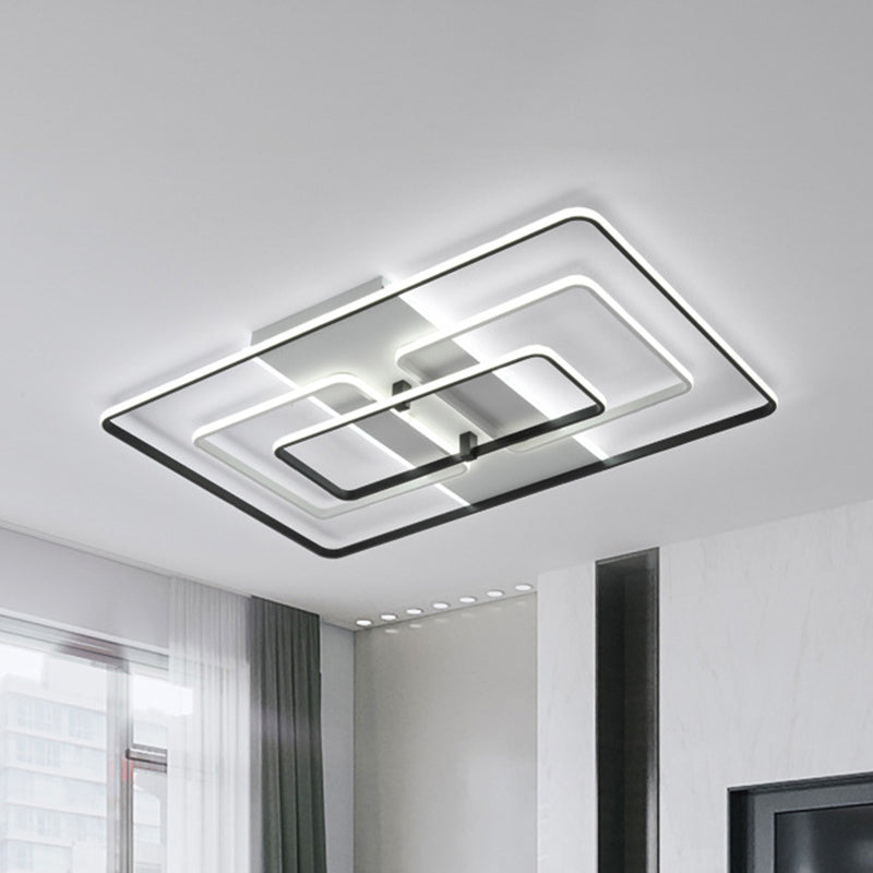 Modern Flush Mount Acrylic Frame With Led Lighting - Rectangle White/Black Warm/White Light