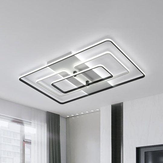 Modern Flush Mount Acrylic Frame With Led Lighting - Rectangle White/Black Warm/White Light