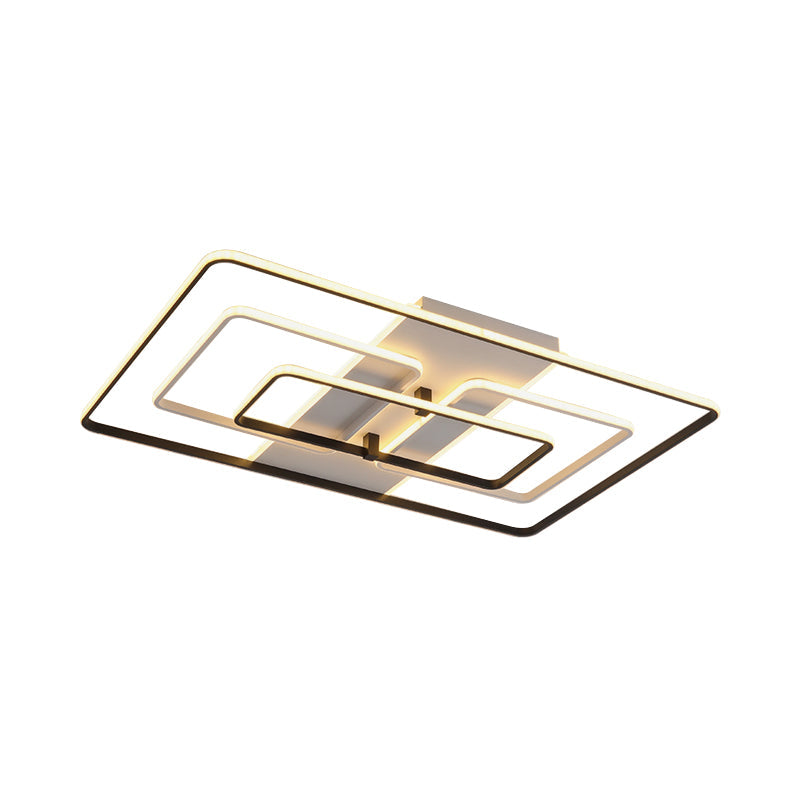 Modern Flush Mount Acrylic Frame With Led Lighting - Rectangle White/Black Warm/White Light