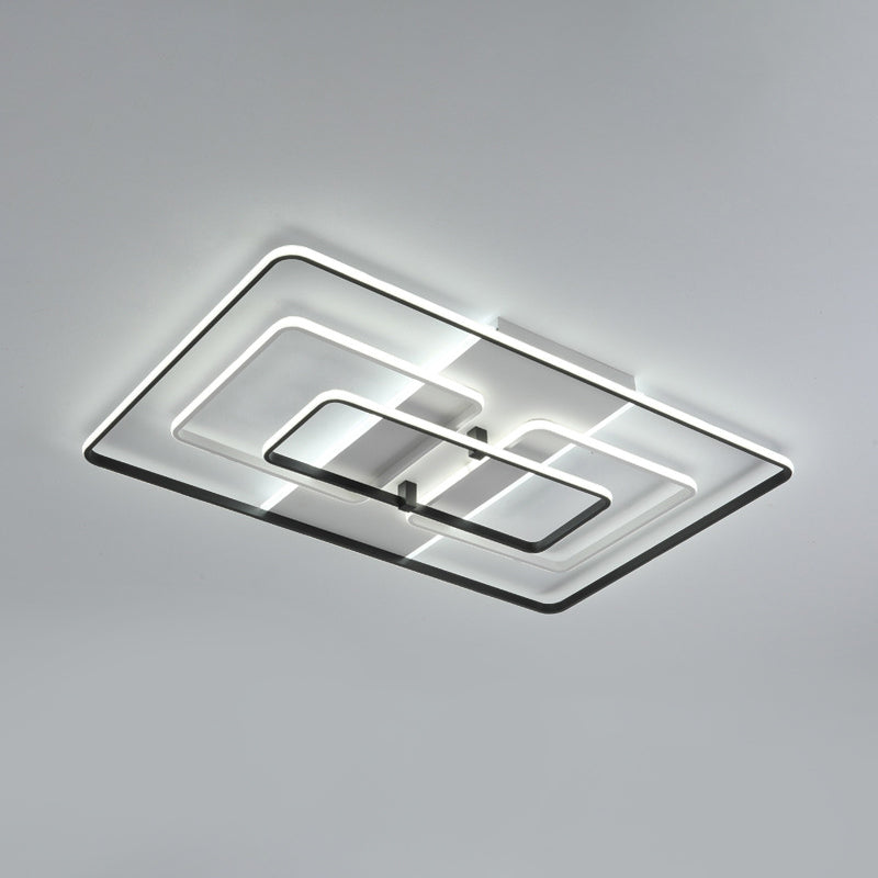 Modern Flush Mount Acrylic Frame With Led Lighting - Rectangle White/Black Warm/White Light