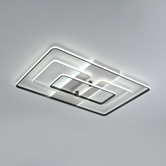Modern Flush Mount Acrylic Frame With Led Lighting - Rectangle White/Black Warm/White Light