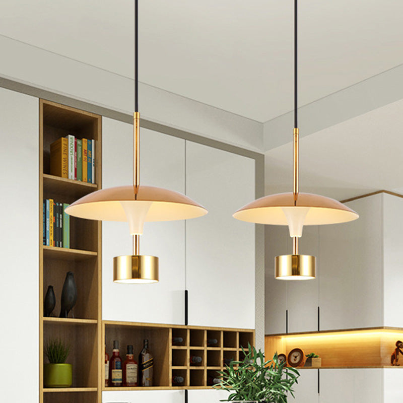 Modern Gold Led Pendant Light For Dining Room - 10/14 Domed Metallic Suspension / 10