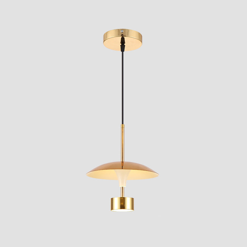 Modern Gold Led Pendant Light For Dining Room - 10/14 Domed Metallic Suspension