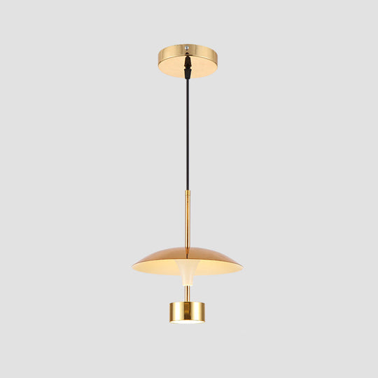 Modern Gold Led Pendant Light For Dining Room - 10/14 Domed Metallic Suspension