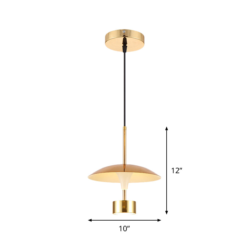 Modern Gold Led Pendant Light For Dining Room - 10/14 Domed Metallic Suspension