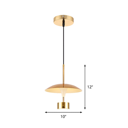 Modern Gold Led Pendant Light For Dining Room - 10/14 Domed Metallic Suspension