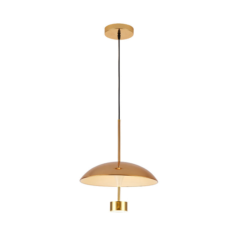 Modern Gold Led Pendant Light For Dining Room - 10/14 Domed Metallic Suspension