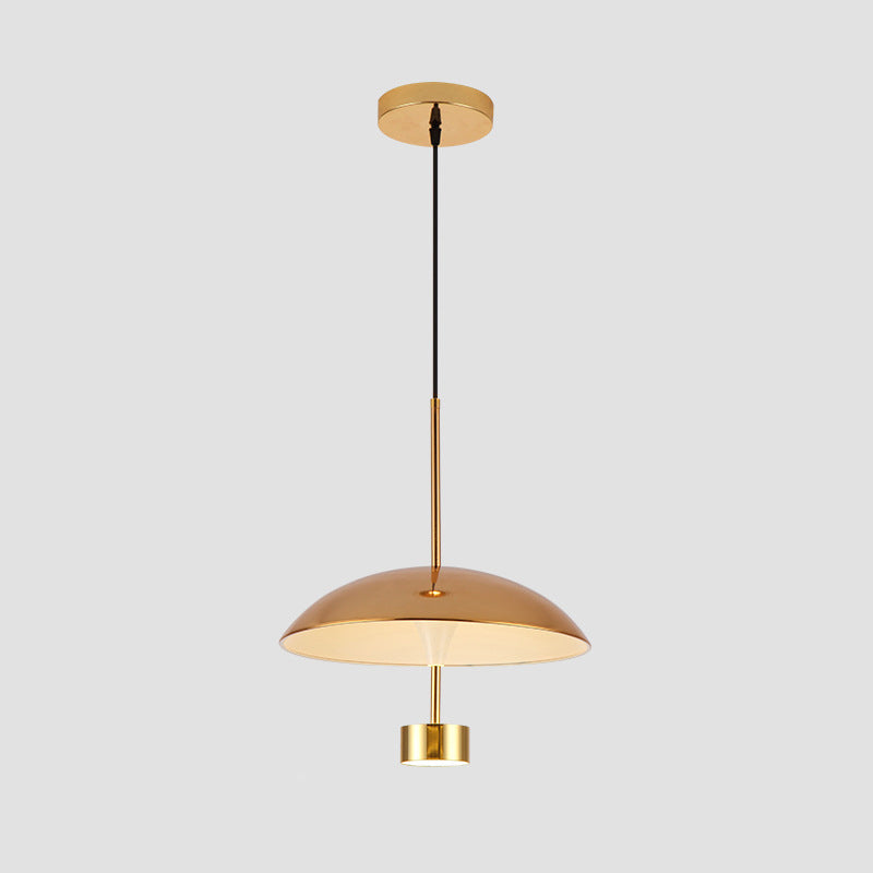 Modern Gold Led Pendant Light For Dining Room - 10/14 Domed Metallic Suspension