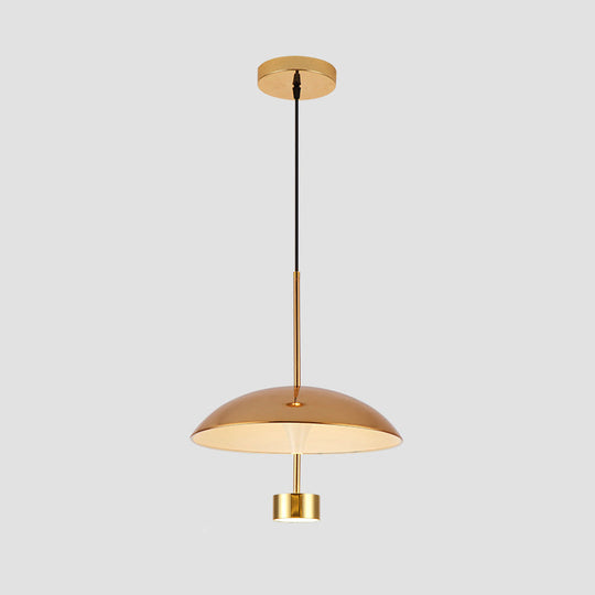 Modern Gold Led Pendant Light For Dining Room - 10/14 Domed Metallic Suspension
