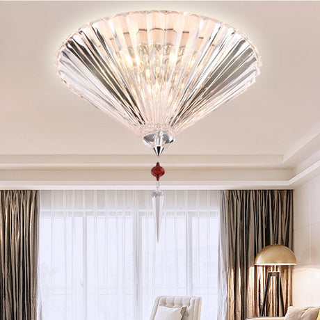 Conical Ceiling Mounted Light With Clear Faceted Crystal: Simple And Sufficient Lighting For