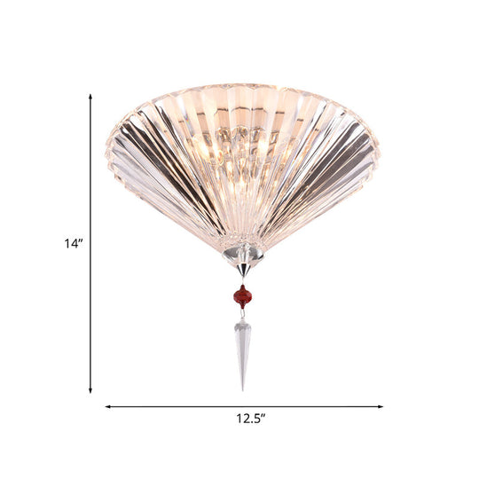Conical Ceiling Mounted Light With Clear Faceted Crystal: Simple And Sufficient Lighting For