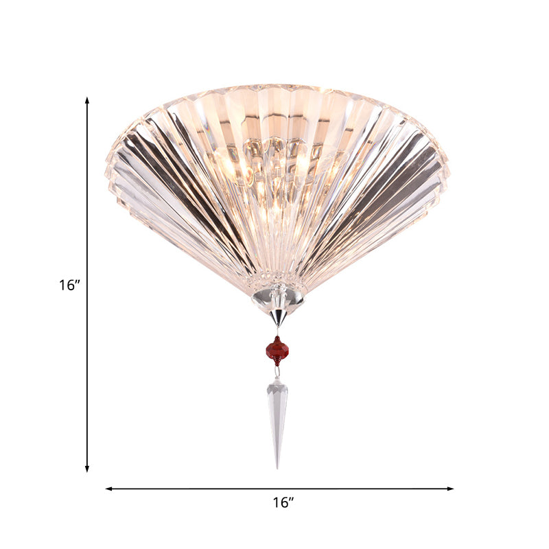 Conical Ceiling Mounted Light With Clear Faceted Crystal: Simple And Sufficient Lighting For