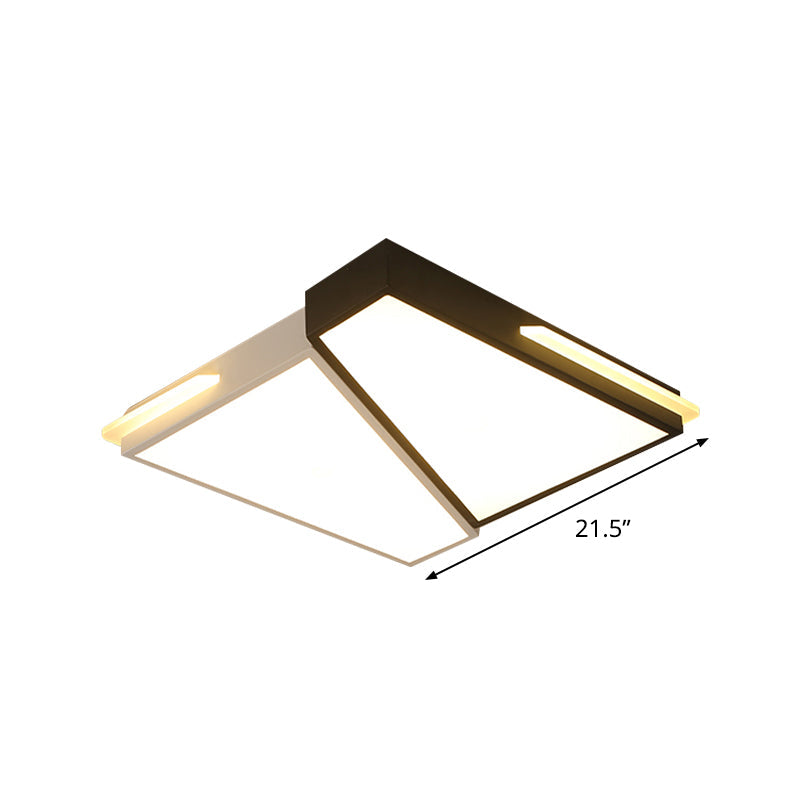 Modern Led Metal Ceiling Light For Bedroom - Warm/White Rectangular/Square Flush Mount