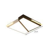 Modern Led Metal Ceiling Light For Bedroom - Warm/White Rectangular/Square Flush Mount 21.5/37.5/45
