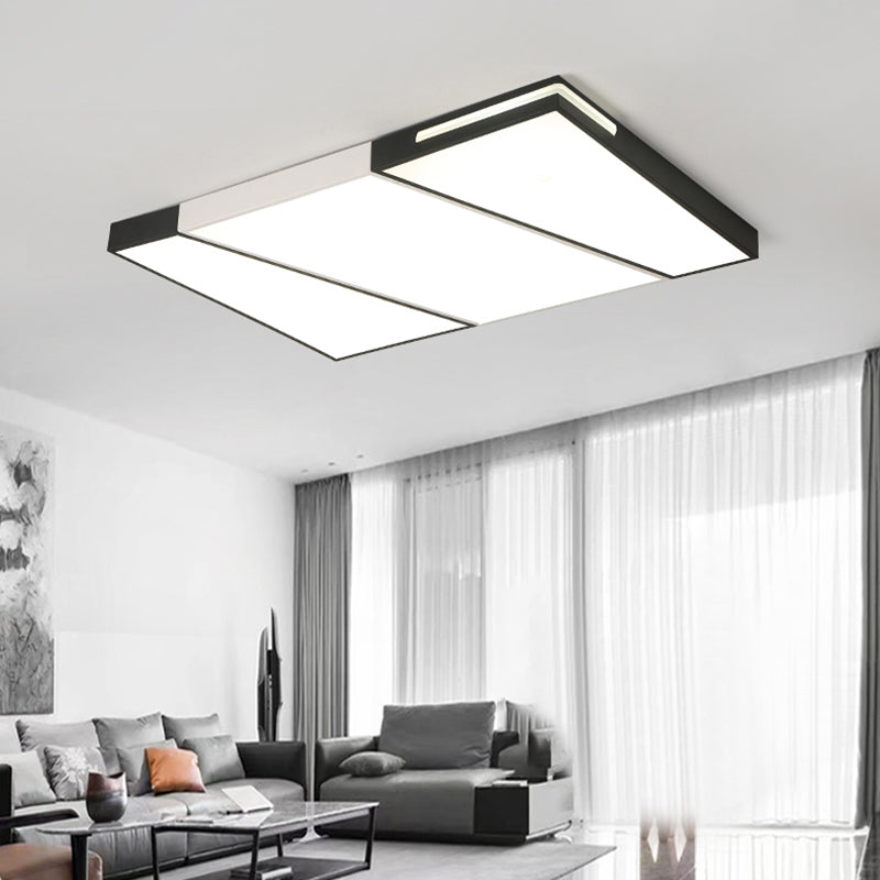 Modern Led Metal Ceiling Light For Bedroom - Warm/White Rectangular/Square Flush Mount 21.5/37.5/45