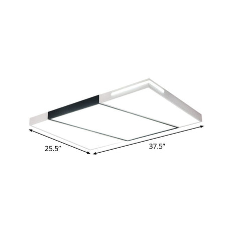 Modern Led Metal Ceiling Light For Bedroom - Warm/White Rectangular/Square Flush Mount 21.5/37.5/45