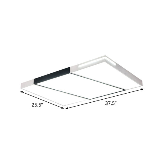 Modern Led Metal Ceiling Light For Bedroom - Warm/White Rectangular/Square Flush Mount 21.5/37.5/45