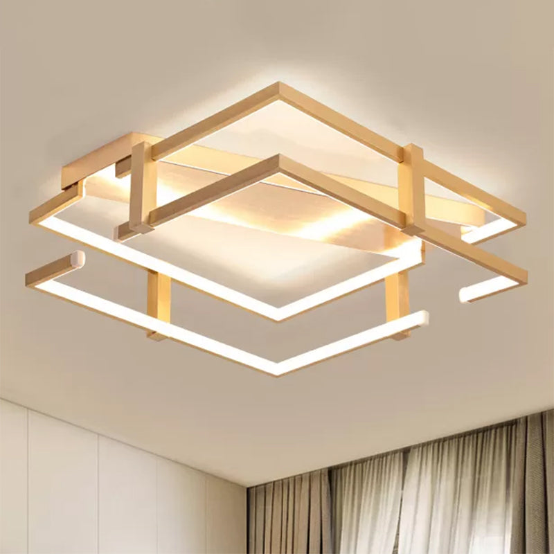 Nordic Gold Led Bedroom Ceiling Lamp Aluminum Frame Flush Mount Light Fixture In Warm/White